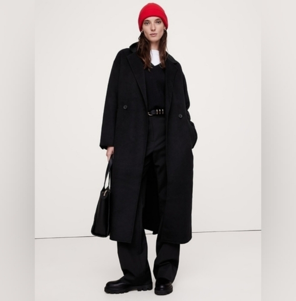 NWT Banana Republic Black Double-Faced Wrap Coat